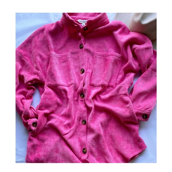 Luxurious Soft Pink Chenille Oversized Button Down Duo Cardigan/Jacket - Picture 11 of 11